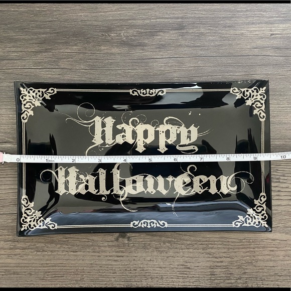 New Happy Halloween Black Glass Plate - Picture 2 of 3